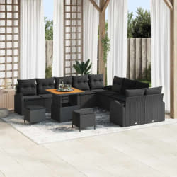 vidaXL Ensemble de canapé de jardin 13 pcs Noir Poly rotin