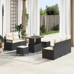 Vidaxl Ensemble De Canapé De Jardin Avec Coussin 8 Pcs Noir Poly Rotin