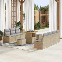 vidaXL Ensemble de canapé de jardin 10 pcs Beige Poly rotin