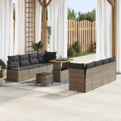 vidaXL Ensemble de canapé de jardin 11 pcs Gris Poly rotin