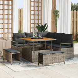 vidaXL Ensemble de canapé de jardin avec coussin 8 pcs Gris Poly rotin