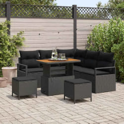 vidaXL Ensemble de canapé de jardin avec coussin 8 pcs Noir Poly rotin