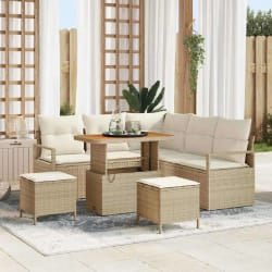 vidaXL Ensemble de canapé de jardin 8 pcs Beige Poly rotin
