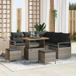 vidaXL Ensemble de canapé de jardin avec coussin 8 pcs Gris Poly rotin