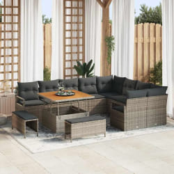vidaXL Ensemble de canapé de jardin 12 pcs Gris Poly rotin