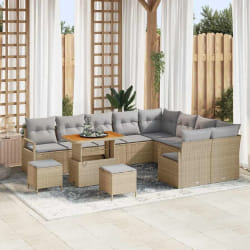 vidaXL Ensemble de canapé de jardin 12 pcs Beige Poly rotin