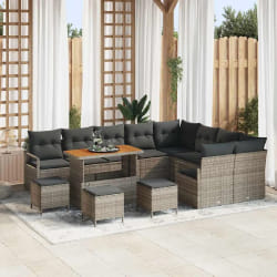 vidaXL Ensemble de canapé de jardin 13 pcs Gris Poly rotin