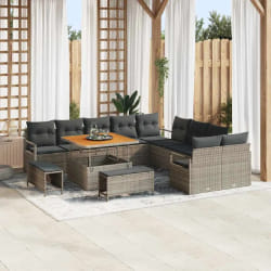 vidaXL Ensemble de canapé de jardin 13 pcs Gris Poly rotin