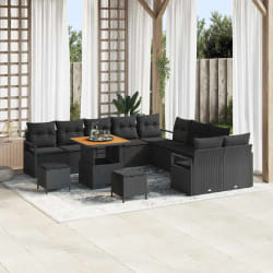 vidaXL Ensemble de canapé de jardin 13 pcs Noir Poly rotin