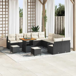 vidaXL Ensemble de canapé de jardin 13 pcs Noir Poly rotin