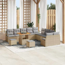 vidaXL Ensemble de canapé de jardin 13 pcs Beige Poly rotin