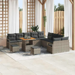 vidaXL Ensemble de canapé de jardin 13 pcs Gris Poly rotin