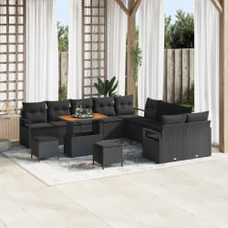 vidaXL Ensemble de canapé de jardin 13 pcs Noir Poly rotin