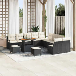 vidaXL Ensemble de canapé de jardin 13 pcs Noir Poly rotin
