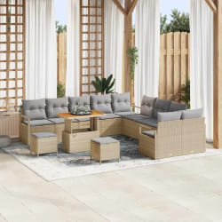vidaXL Ensemble de canapé de jardin 13 pcs Beige Poly rotin
