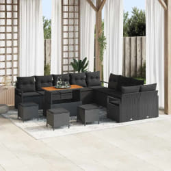 vidaXL Ensemble de canapé de jardin 14 pcs Noir Poly rotin