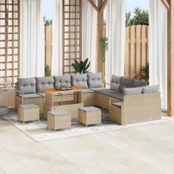 vidaXL Ensemble de canapé de jardin 14 pcs Beige Poly rotin