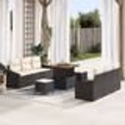 Ensemble de Canapés de Jardin 9 Pièces avec Coussins Noir Rattan Poly Acacia Sofa de Jardin 2 Places avec Coussins Noir 33626 ...