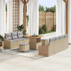 vidaXL Ensemble de canapé de jardin 10 pcs Beige Poly rotin