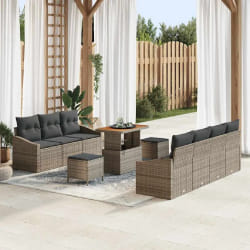vidaXL Ensemble de canapé de jardin 10 pcs Gris Poly rotin