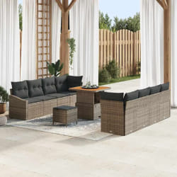 vidaXL Ensemble de canapé de jardin 11 pcs Gris Poly rotin