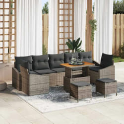 vidaXL Ensemble de canapé de jardin 10 pcs Gris Poly rotin