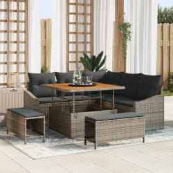 vidaXL Ensemble de canapé de jardin avec coussin 8 pcs Gris Poly rotin