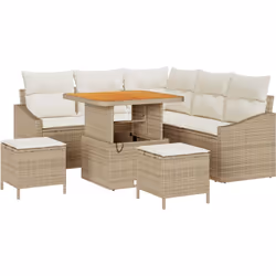 Cet ensemble de canapé de jardin en Beige et Blanc Crème est tout sur le style et le confort, idéal pour les jardins et balco ...