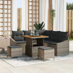 vidaXL Ensemble de canapé de jardin avec coussin 8 pcs Gris Poly rotin