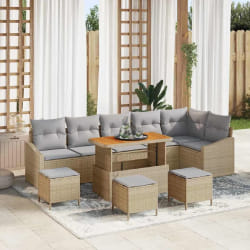 vidaXL Ensemble de canapé de jardin 10 pcs Beige Poly rotin