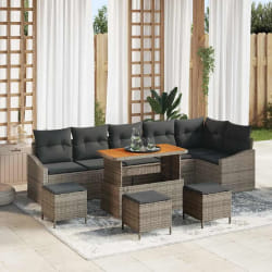 vidaXL Ensemble de canapé de jardin 10 pcs Gris Poly rotin