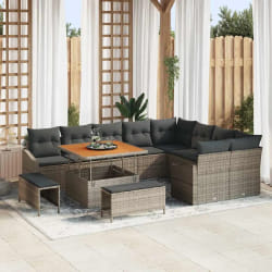 vidaXL Ensemble de canapé de jardin 12 pcs Gris Poly rotin