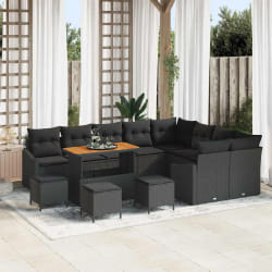 vidaXL Ensemble de canapé de jardin 13 pcs Noir Poly rotin