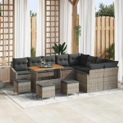 vidaXL Ensemble de canapé de jardin 13 pcs Gris Poly rotin