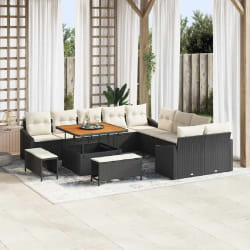 vidaXL Ensemble de canapé de jardin 13 pcs Noir Poly rotin