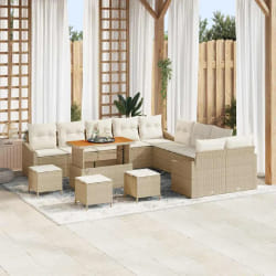 vidaXL Ensemble de canapé de jardin 14 pcs Beige Poly rotin