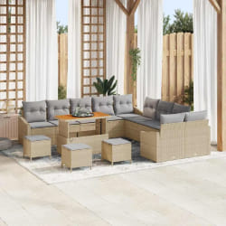 vidaXL Ensemble de canapé de jardin 14 pcs Beige Poly rotin
