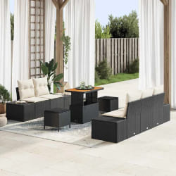 vidaXL Ensemble de canapé de jardin avec coussin 8 pcs Noir Poly rotin