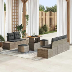 vidaXL Ensemble de canapé de jardin avec coussin 8 pcs Gris Poly rotin