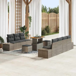 vidaXL Ensemble de canapé de jardin 10 pcs Gris Poly rotin