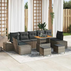 vidaXL Ensemble de canapé de jardin 10 pcs Gris Poly rotin