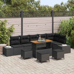 Vidaxl Ensemble De Canapé De Jardin 10 Pcs Noir Poly Rotin