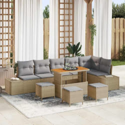 vidaXL Ensemble de canapé de jardin 10 pcs Beige Poly rotin