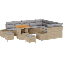 Vidaxl - Salon de jardin 12 pièces avec des coussins beige, en poly rattan et acacia