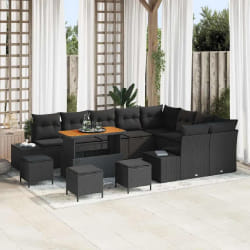 vidaXL Ensemble de canapé de jardin 13 pcs Noir Poly rotin