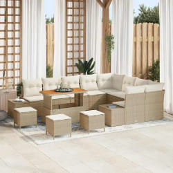 vidaXL Ensemble de canapé de jardin 13 pcs Beige Poly rotin