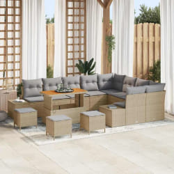 vidaXL Ensemble de canapé de jardin 13 pcs Beige Poly rotin