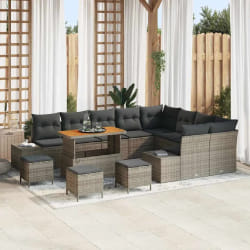 vidaXL Ensemble de canapé de jardin 13 pcs Gris Poly rotin
