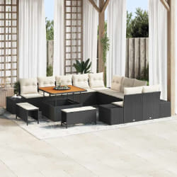 vidaXL Ensemble de canapé de jardin 13 pcs Noir Poly rotin