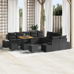 vidaXL Ensemble de canapé de jardin 13 pcs Noir Poly rotin